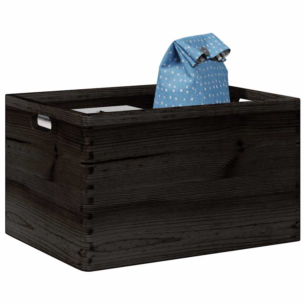 Wooden Box with Handles Black 40x30x23 cm Solid Wood Pine