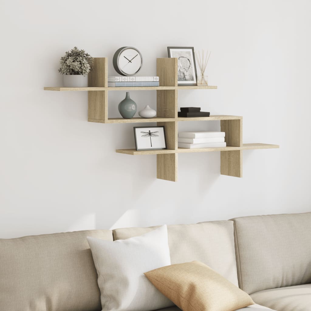 Wall Shelf Sonoma Oak 124.5x18x60.5 cm Engineered Wood