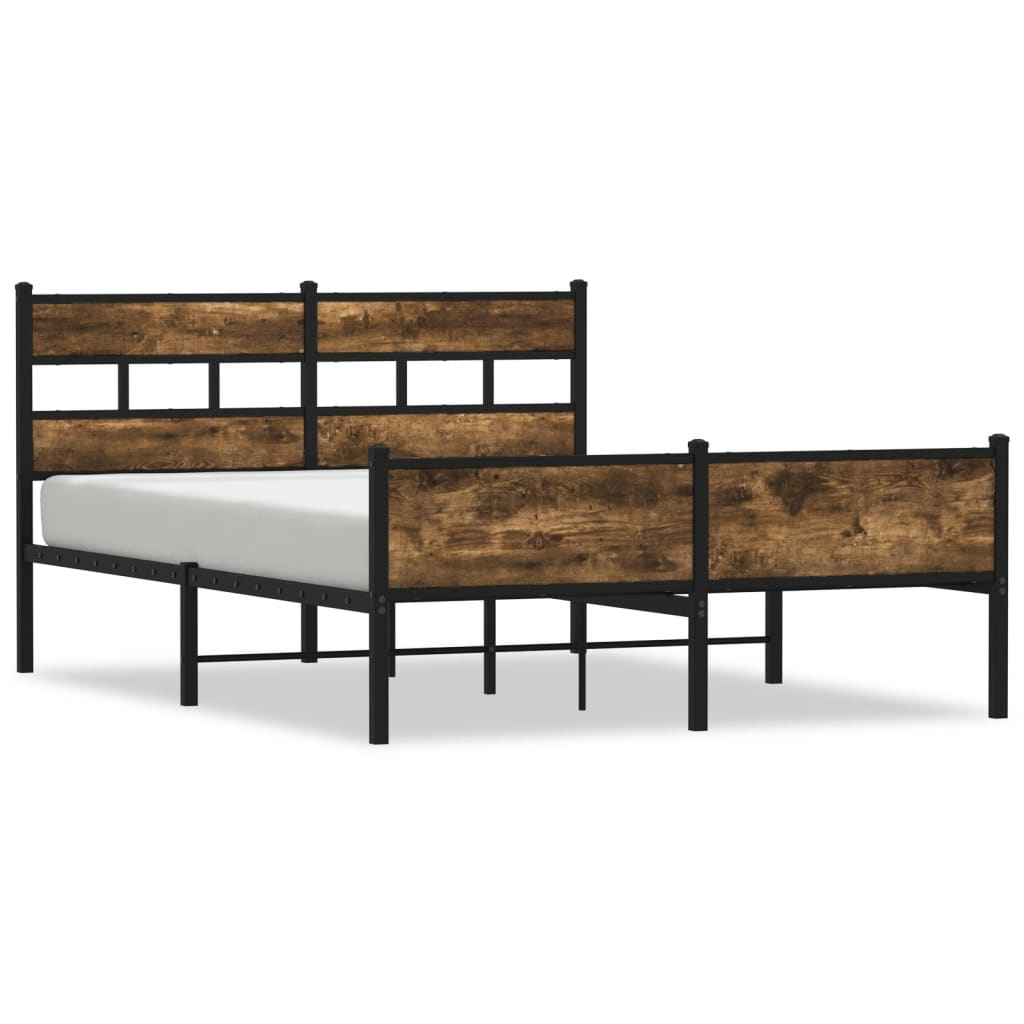 Metal Bed Frame without Mattress Smoked Oak 160x200 cm