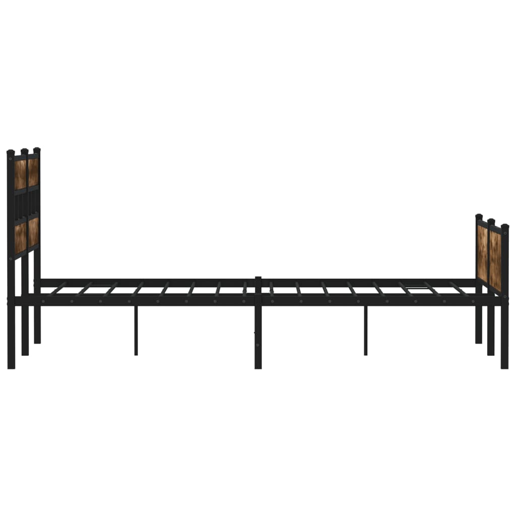 Metal Bed Frame without Mattress Smoked Oak 160x200 cm