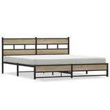 Metal Bed Frame without Mattress Sonoma Oak 180x200 cm Super King