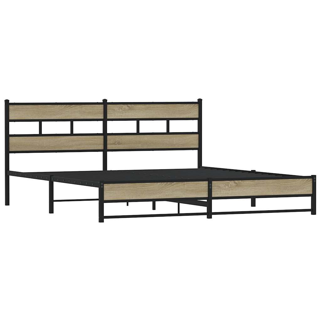 Metal Bed Frame without Mattress Sonoma Oak 180x200 cm Super King