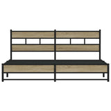 Metal Bed Frame without Mattress Sonoma Oak 180x200 cm Super King