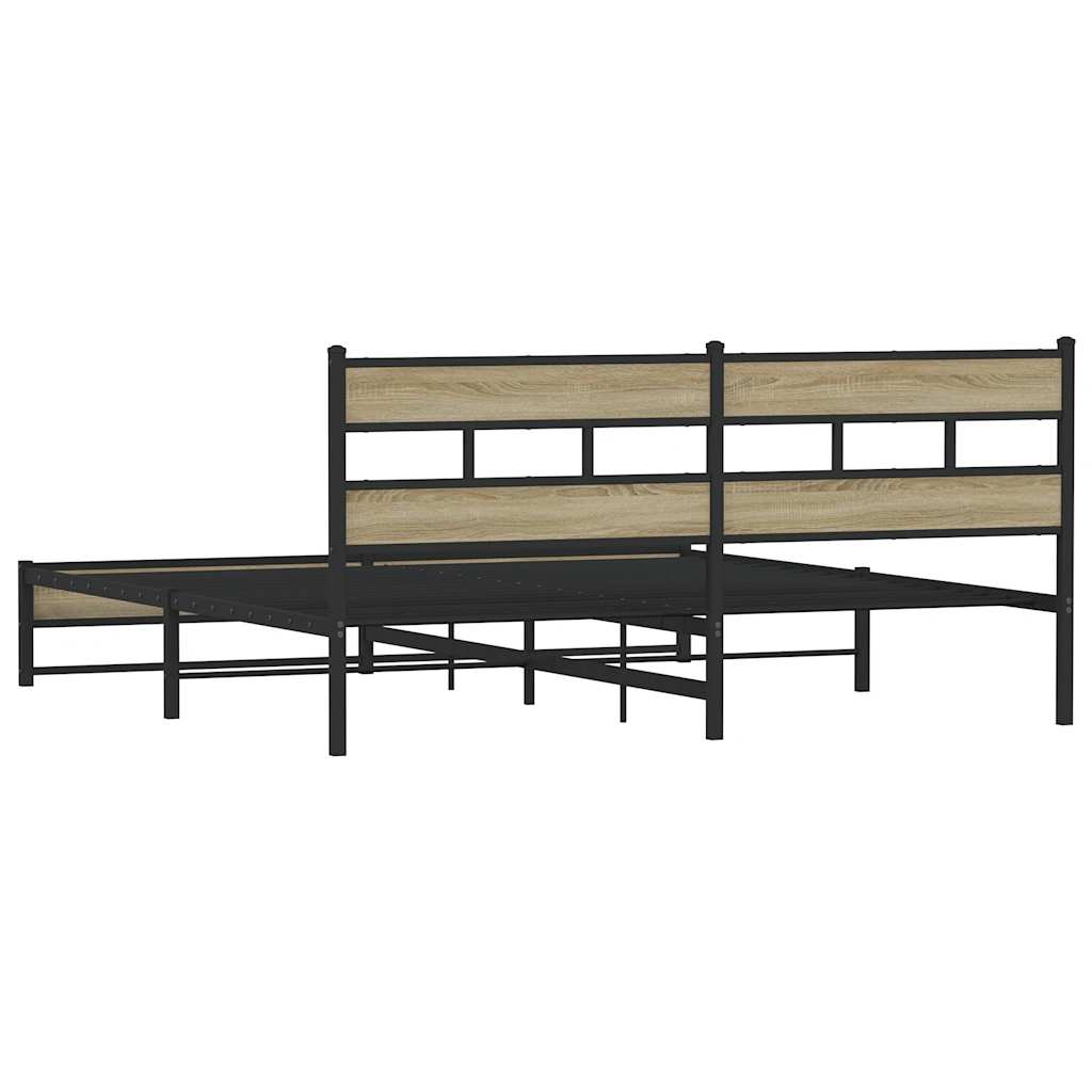 Metal Bed Frame without Mattress Sonoma Oak 180x200 cm Super King