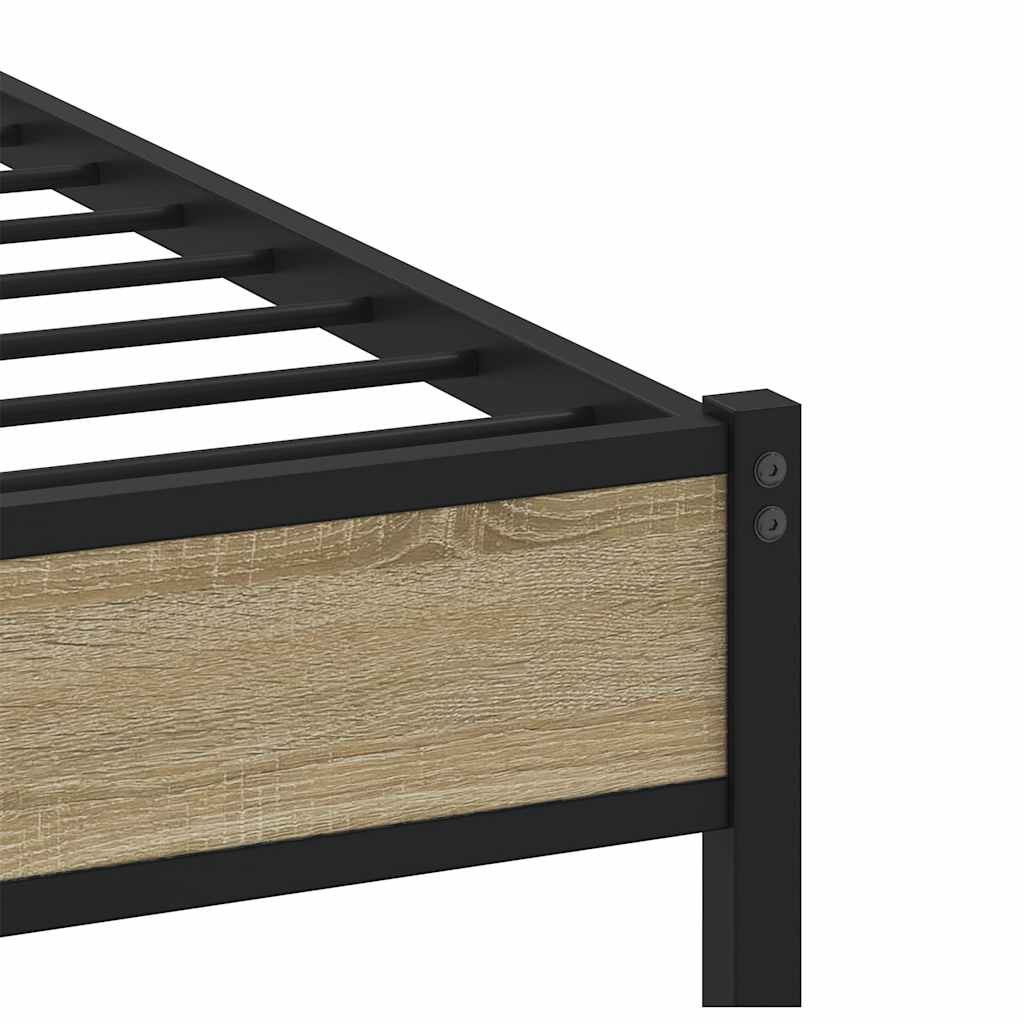 Metal Bed Frame without Mattress Sonoma Oak 180x200 cm Super King