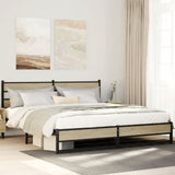 Metal Bed Frame without Mattress Sonoma Oak 180x200 cm Super King