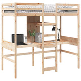 Loft Bed Frame without Mattress 75x190cm Solid Wood Pine