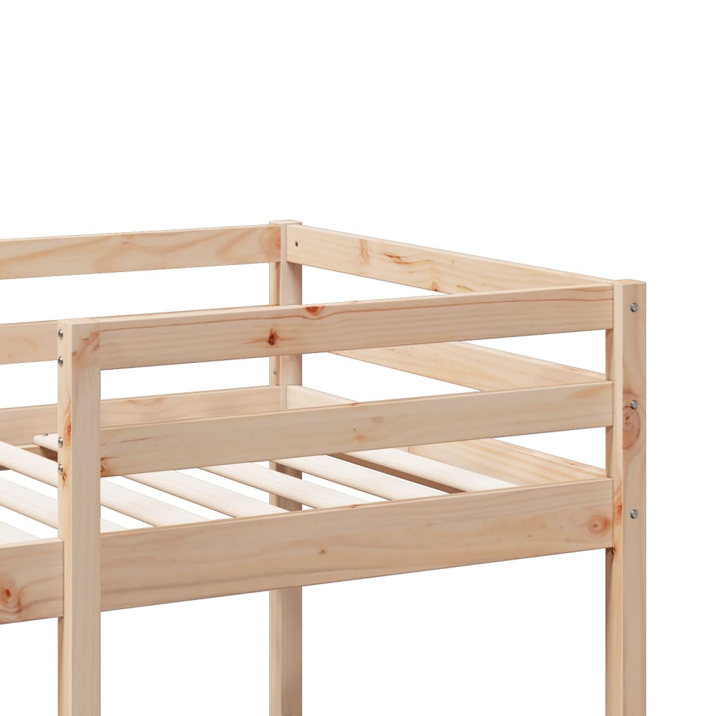 Loft Bed Frame without Mattress 75x190cm Solid Wood Pine