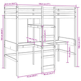 Loft Bed Frame without Mattress 75x190cm Solid Wood Pine