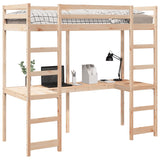 Loft Bed Frame without Mattress 75x190 cm Small Single Solid Wood Pine