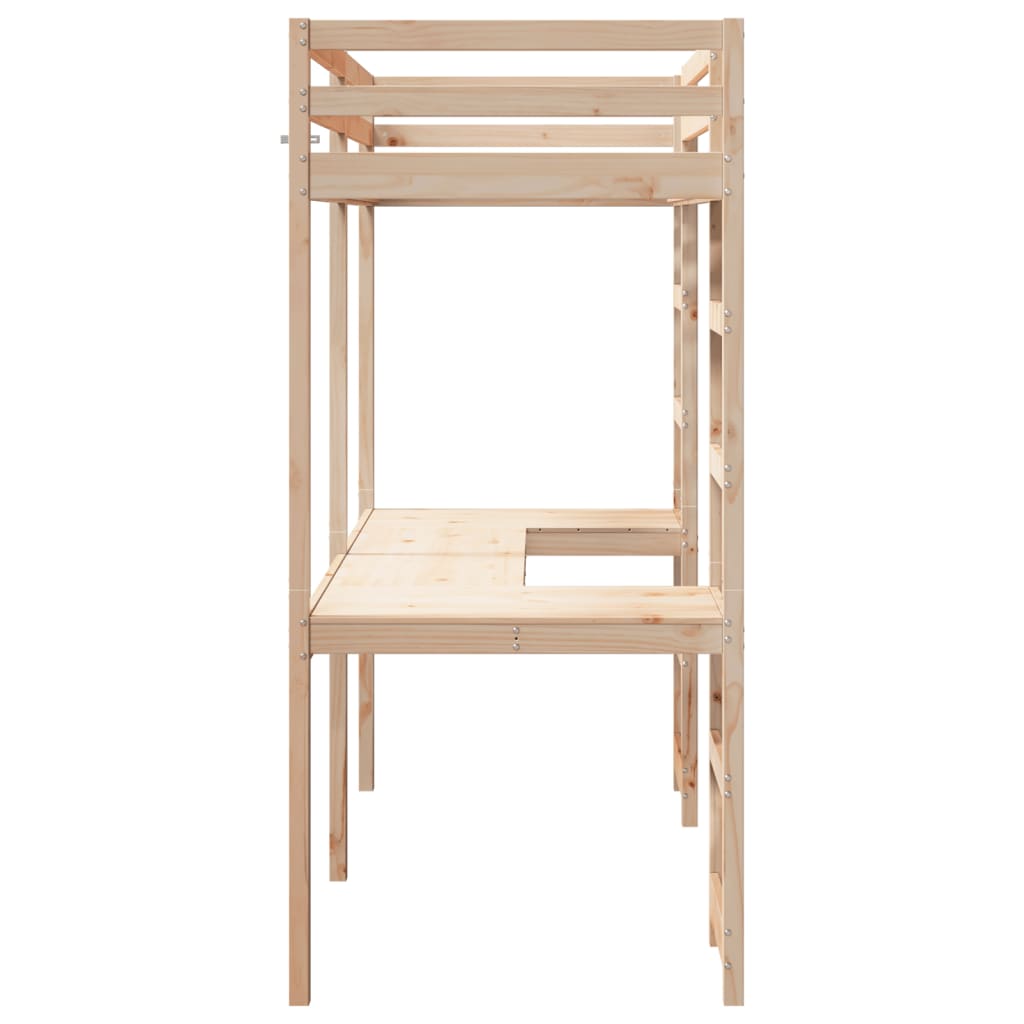 Loft Bed Frame without Mattress 75x190 cm Small Single Solid Wood Pine