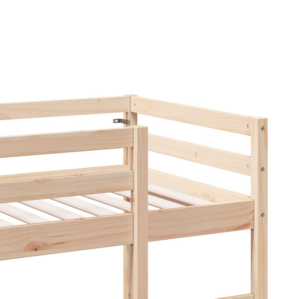 Loft Bed Frame without Mattress 75x190 cm Small Single Solid Wood Pine