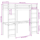 Loft Bed Frame without Mattress 75x190 cm Small Single Solid Wood Pine