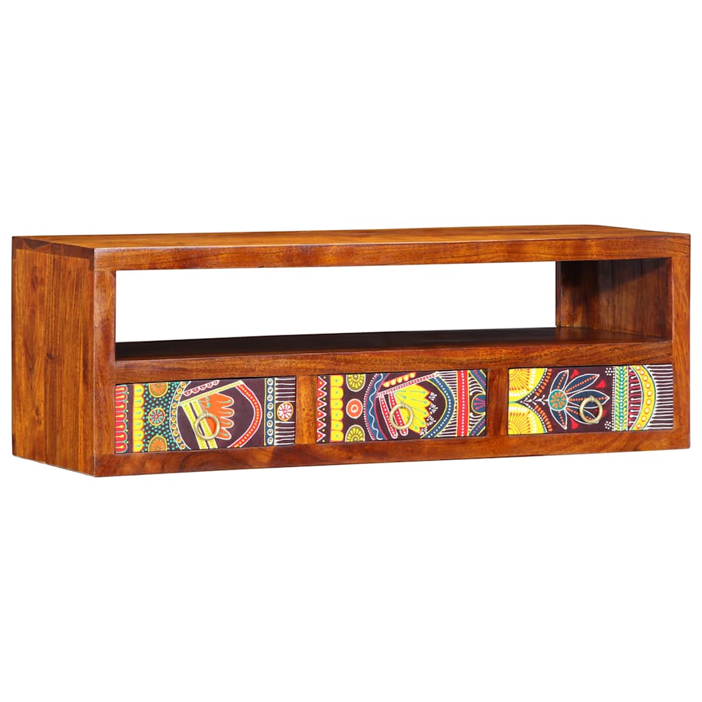 Wall-mounted TV Cabinet Multicolour 90x30x30 Solid Wood Acacia