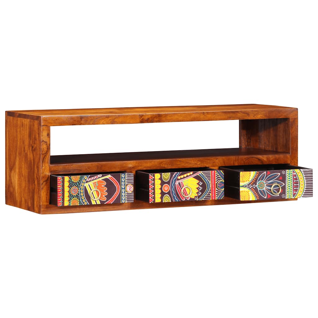 Wall-mounted TV Cabinet Multicolour 90x30x30 Solid Wood Acacia