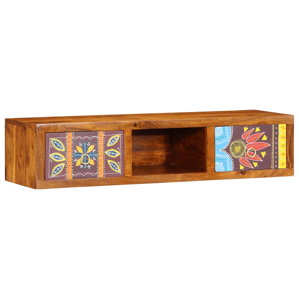 Wall-mounted TV Cabinet Multicolour 100x30x22 Solid Wood Acacia