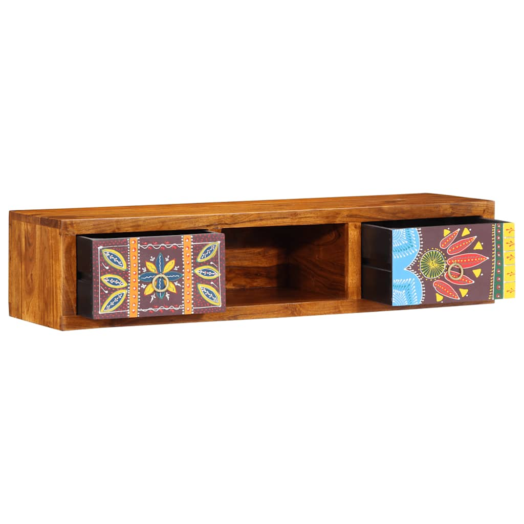 Wall-mounted TV Cabinet Multicolour 100x30x22 Solid Wood Acacia