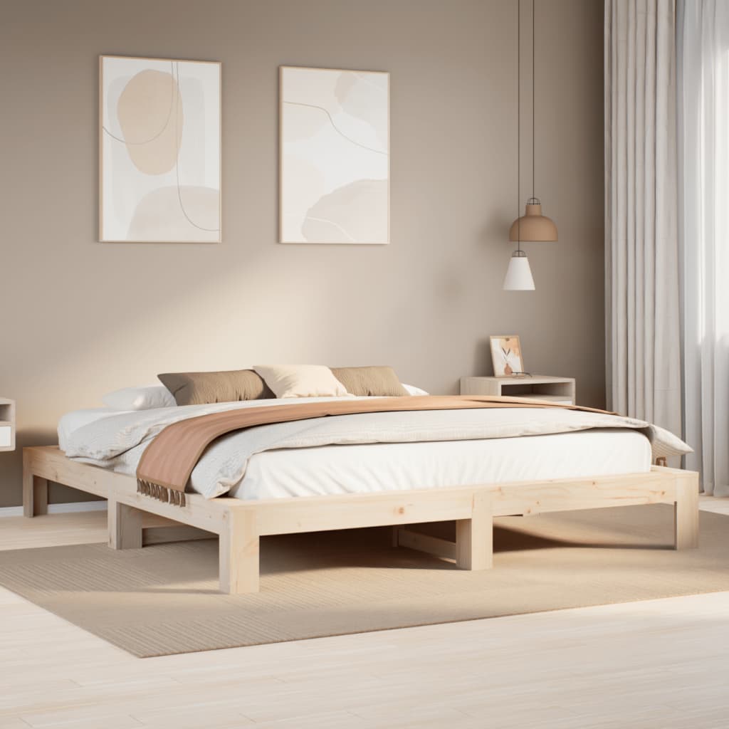 Bed Frame without Mattress 200x200 cm Solid Wood Pine