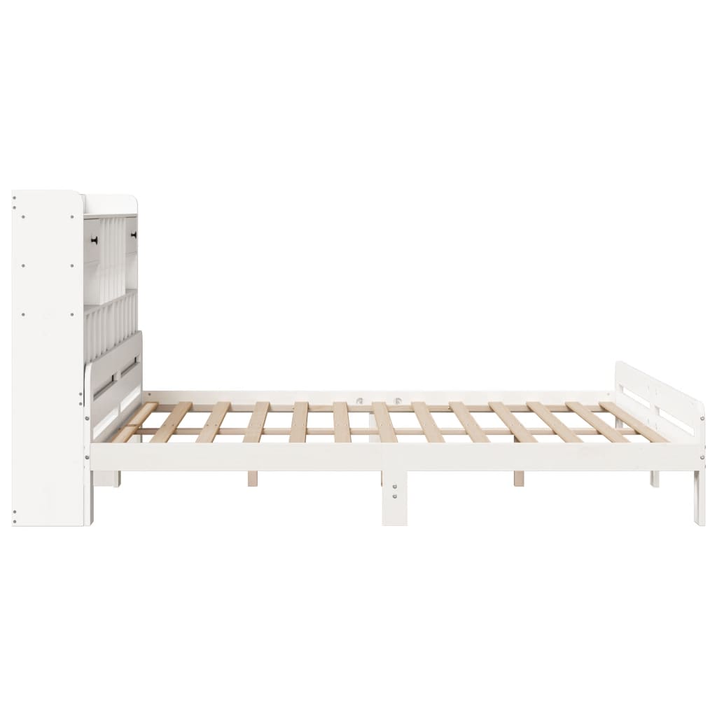 Bookcase Bed without Mattress White 180x200 cm Super King Solid Wood Pine