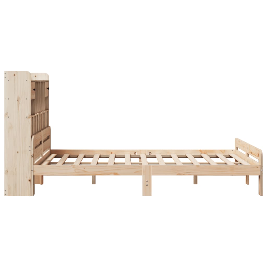 Bookcase Bed without Mattress 140x190 cm Solid Wood Pine