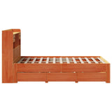 Bookcase Bed without Mattress Wax Brown 120x190 cm Small Double Solid Wood Pine