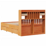 Bookcase Bed without Mattress Wax Brown 120x190 cm Small Double Solid Wood Pine