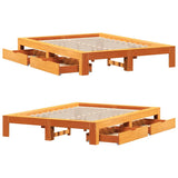 Bed Frame without Mattress Wax Brown 140x200 cm Solid Wood Pine