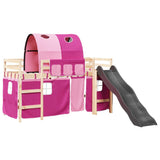 Kids' Loft Bed with Tunnel Pink 80x200 cm Solid Wood Pine