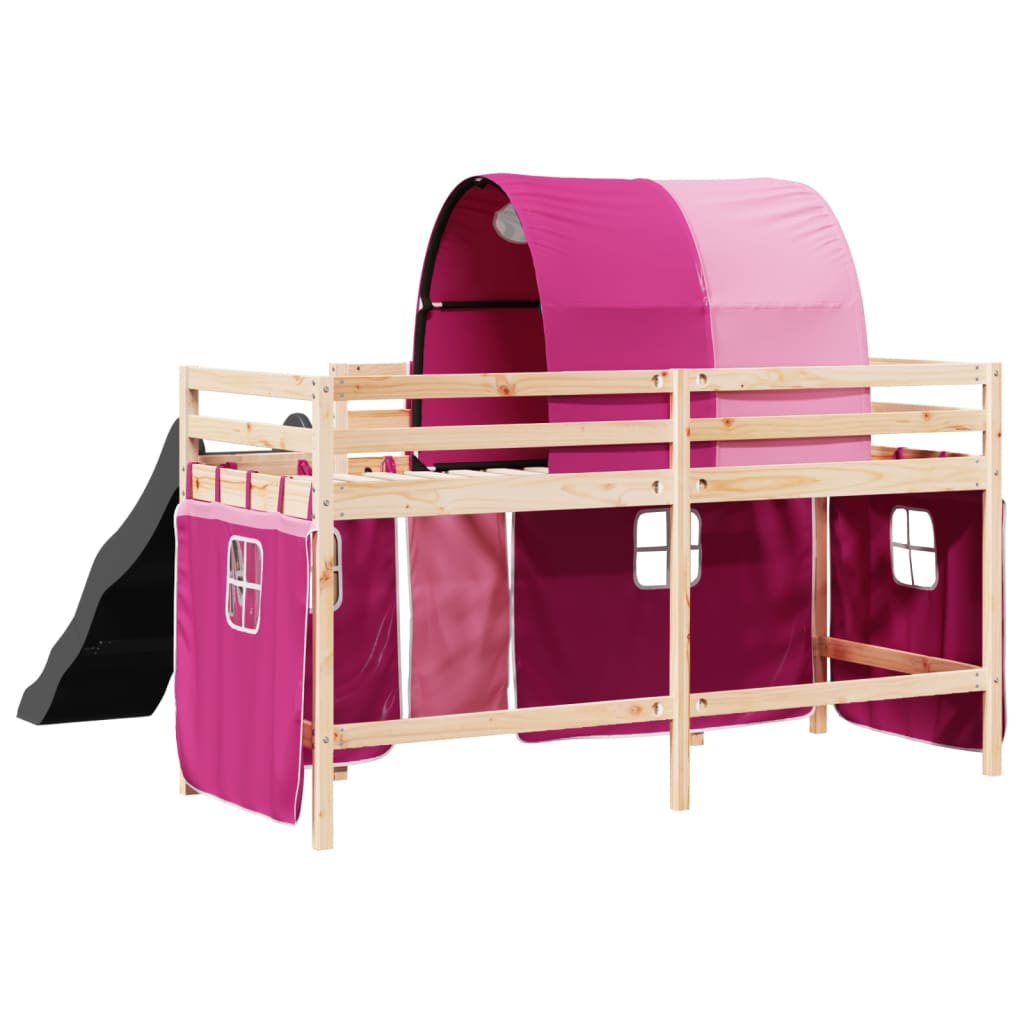 Kids' Loft Bed with Tunnel Pink 80x200 cm Solid Wood Pine