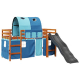 Kids' Loft Bed with Tunnel Blue 90x190 cm Solid Wood Pine