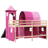 Kids' Loft Bed with Tower Pink 90x190 cm Solid Wood Pine