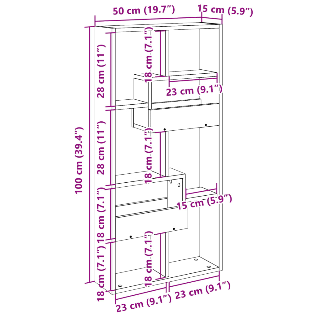 Wall Cabinet White 50x15x100 cm Engineered Wood