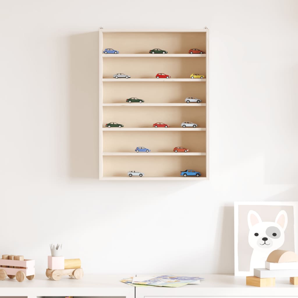 Wooden Collector's Display Case with 6 Shelves 40x8.5x55cm