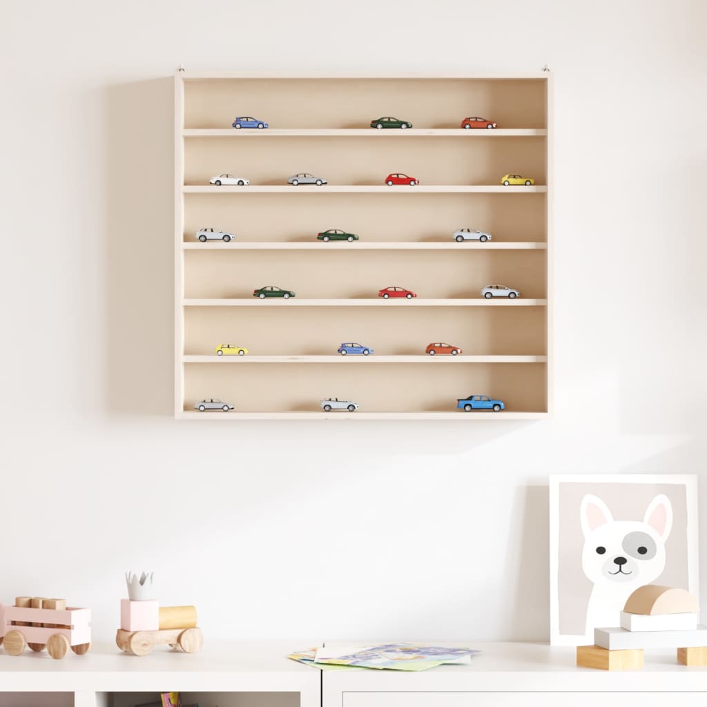 Wooden Collector's Display Case with 6 Shelves 60x8.5x55cm