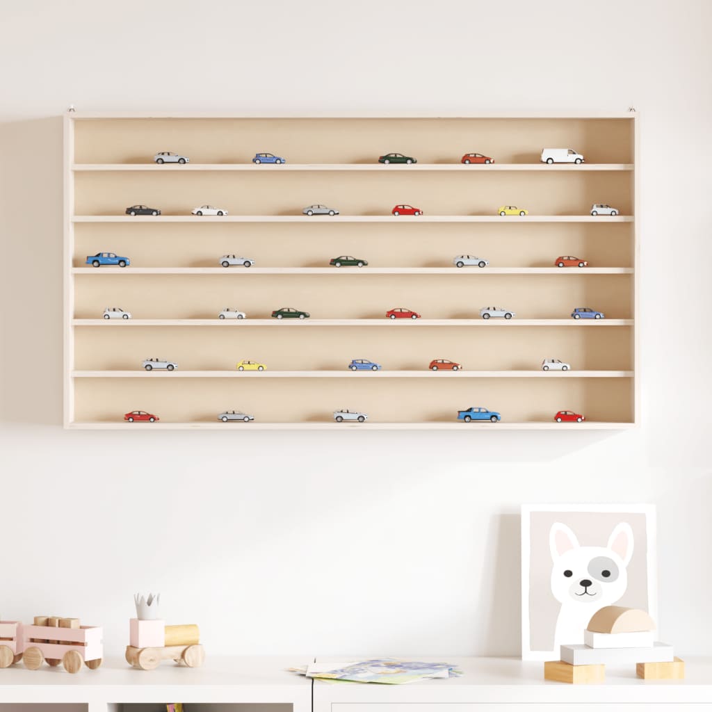 Wooden Collector's Display Case with 6 Shelves 100x8.5x55cm