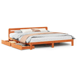 Bed Frame without Mattress Wax Brown 200x200 cm Solid Wood Pine