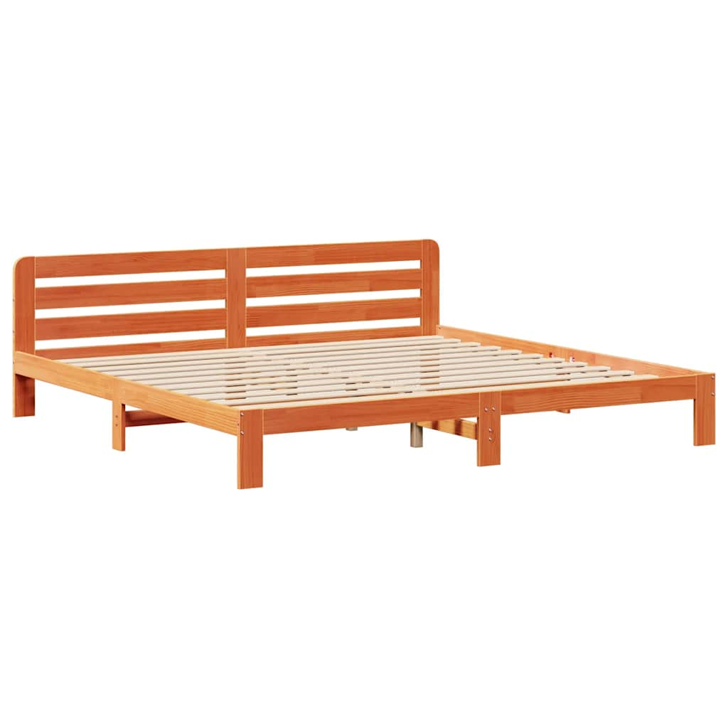 Bed Frame without Mattress Wax Brown 200x200 cm Solid Wood Pine