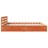 Bed Frame without Mattress Wax Brown 200x200 cm Solid Wood Pine