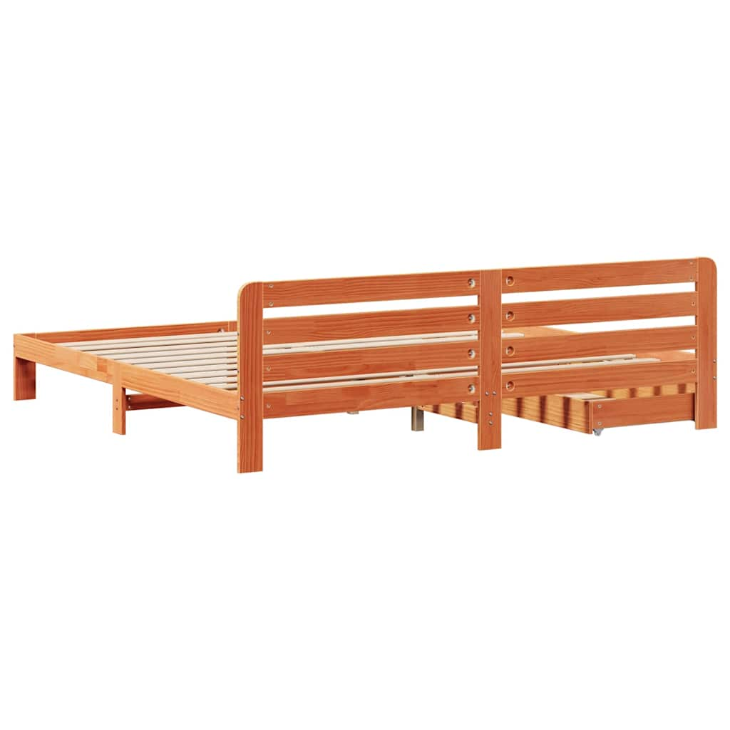 Bed Frame without Mattress Wax Brown 200x200 cm Solid Wood Pine