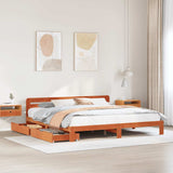 Bed Frame without Mattress Wax Brown 200x200 cm Solid Wood Pine