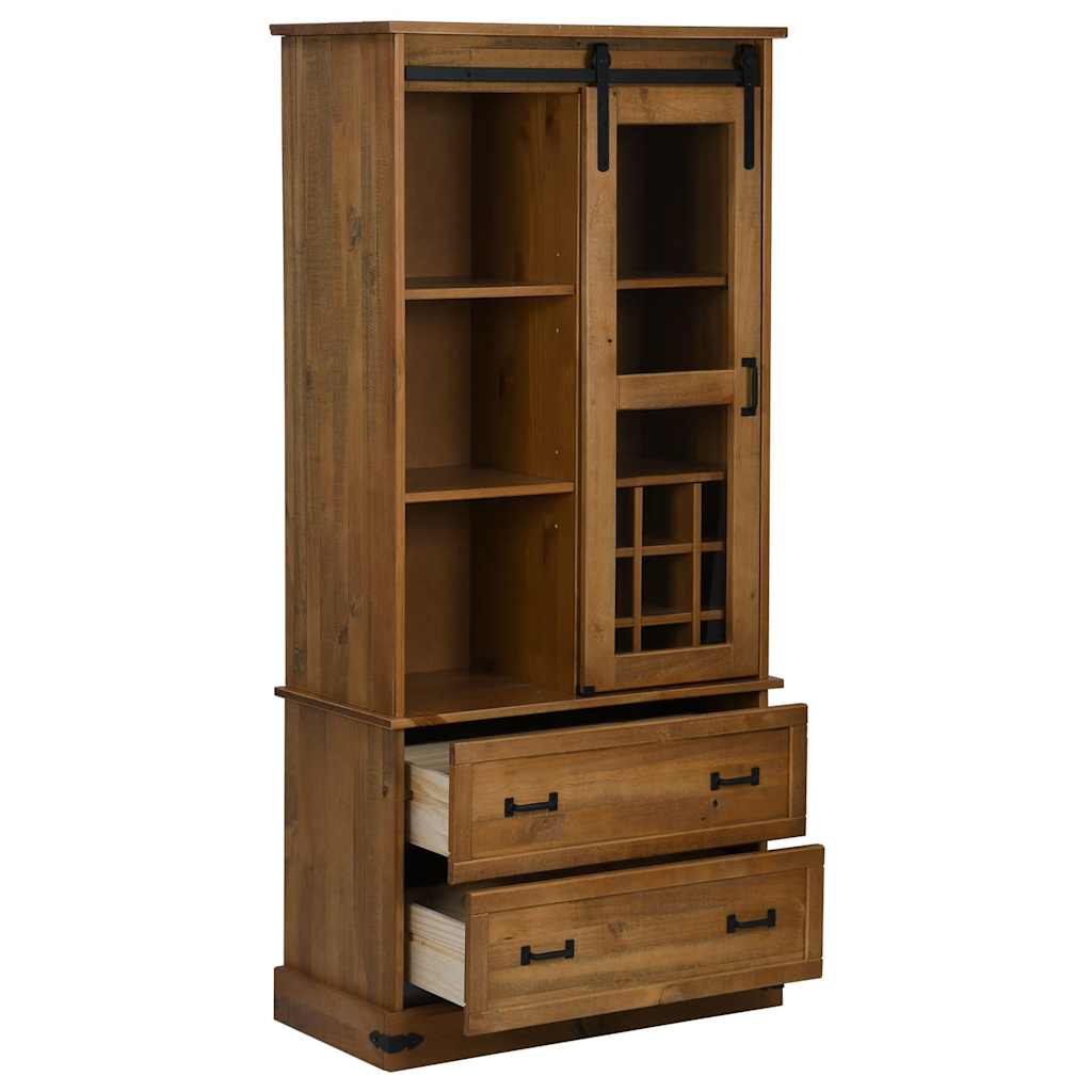 Wine Cabinet HALDEN with Wine Racks and Sliding Door Pine