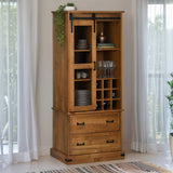 Wine Cabinet HALDEN with Wine Racks and Sliding Door Pine