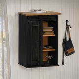 Hanging Cabinet HALDEN with Sliding Door Black 49x22.5x70 cm Pine