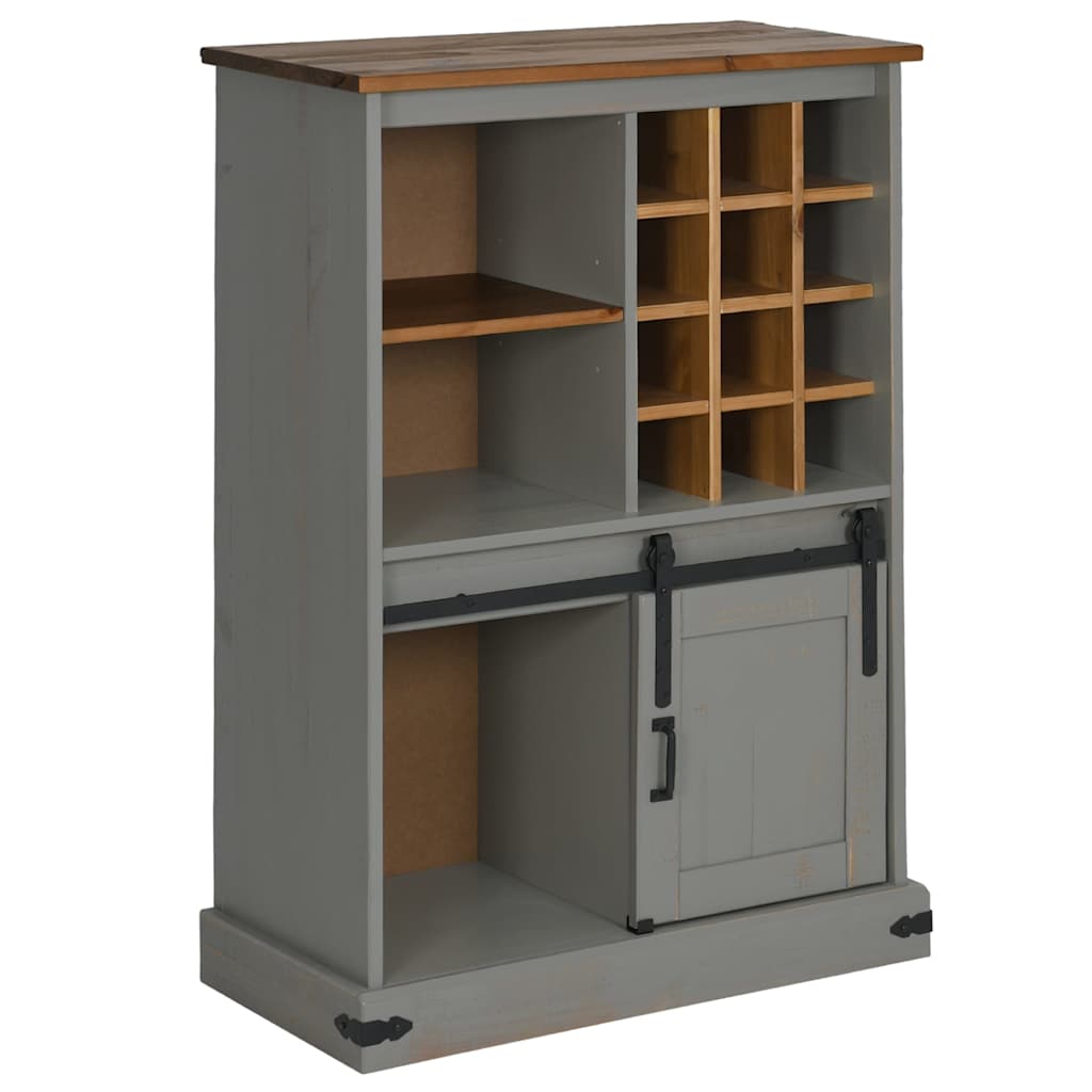 Wine Cabinet HALDEN with Wine Racks and Sliding Door Grey Pine