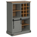 Wine Cabinet HALDEN with Wine Racks and Sliding Door Grey Pine