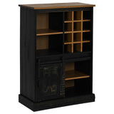 Wine Cabinet HALDEN with Wine Racks and Sliding Door Black Pine