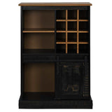 Wine Cabinet HALDEN with Wine Racks and Sliding Door Black Pine