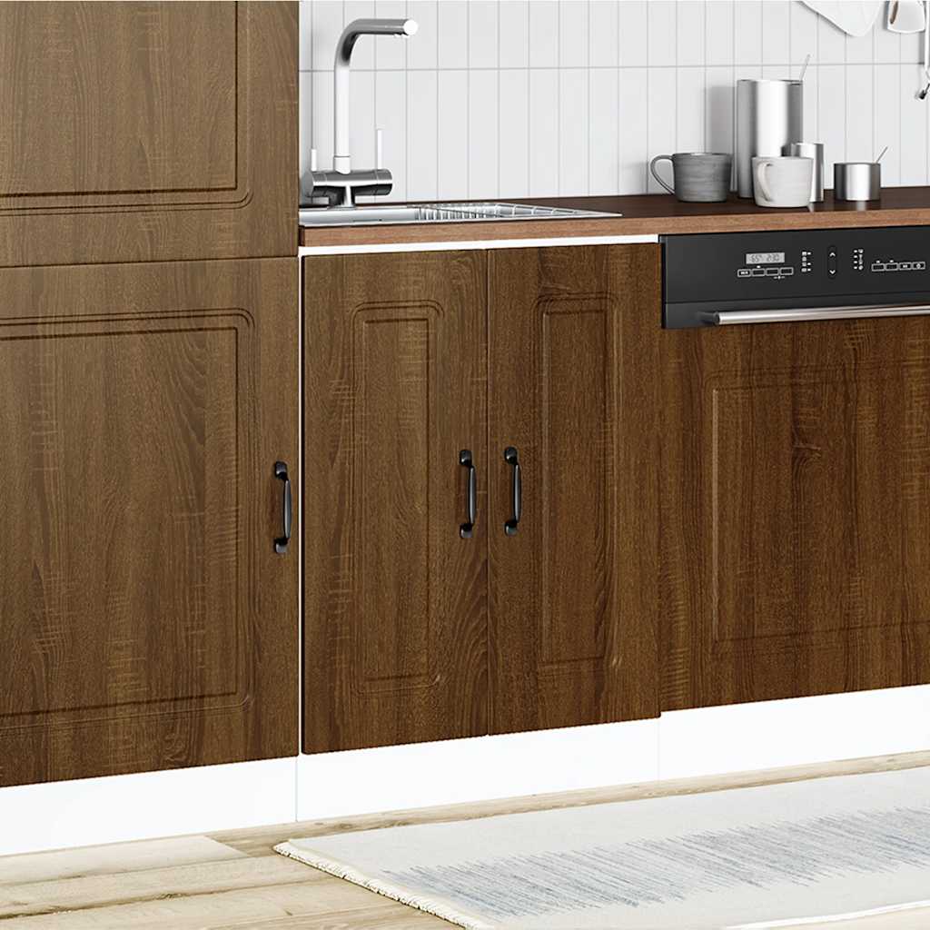 Sink Base Cabinet Kalmar Brown Oak 60x46x81.5 cm Engineered Wood