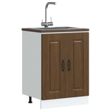 Sink Base Cabinet Kalmar Brown Oak 60x46x81.5 cm Engineered Wood