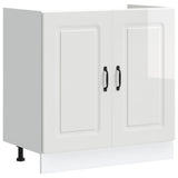 Sink Base Cabinet Kalmar High Gloss White 80x46x81.5 cm Engineered Wood